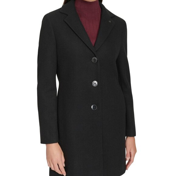 Calvin Klein Petite XS Notched-Collar Single-Breasted Coat - DAMAGED POCKETS - Picture 16 of 16